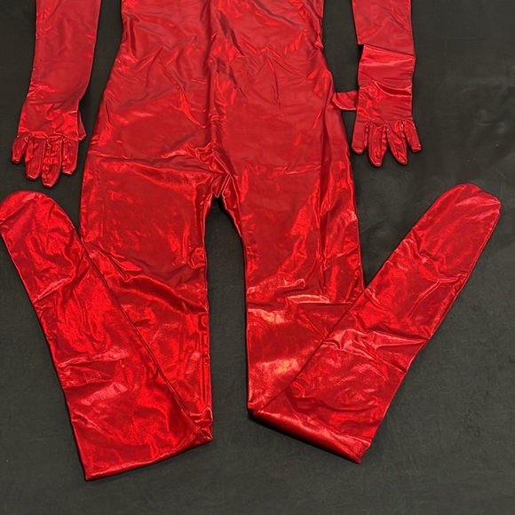Red metallic stretch full body suit. 100% coverage, medium (23G9C64) - Picture 2 of 10